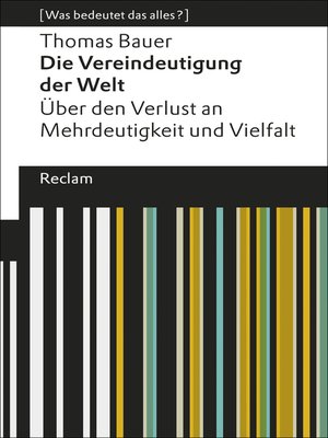 cover image of Die Vereindeutigung der Welt